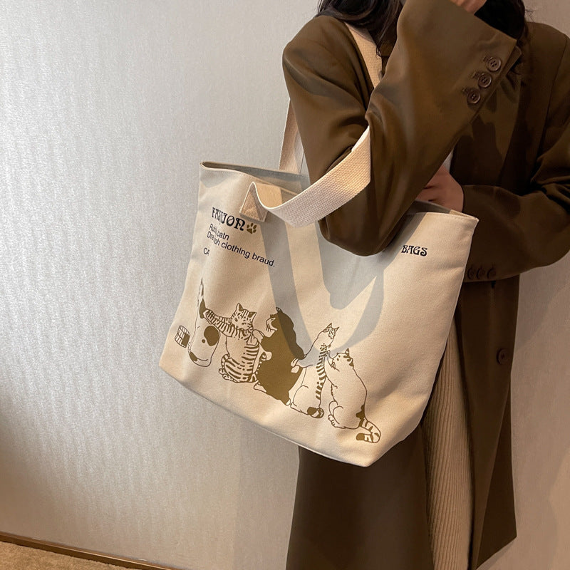 Leisure Commute Large Capacity Women's Canvas Shoulder Bag