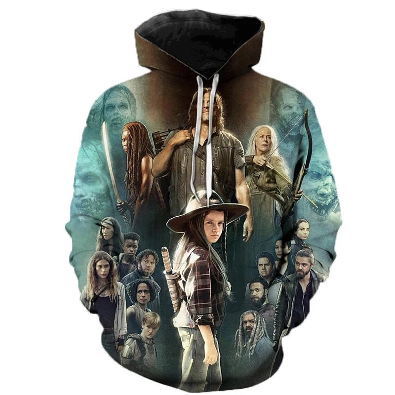 Horror TV The Walking Dead Hoodies 3d Print Sweatshirts Men Women Hooded Oversize Hoodie Kids Pullover Sweatshirts Tracksuits