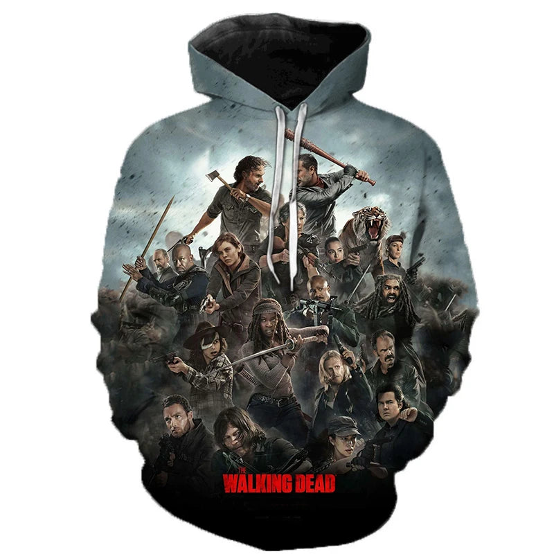 Horror TV The Walking Dead Hoodies 3d Print Sweatshirts Men Women Hooded Oversize Hoodie Kids Pullover Sweatshirts Tracksuits